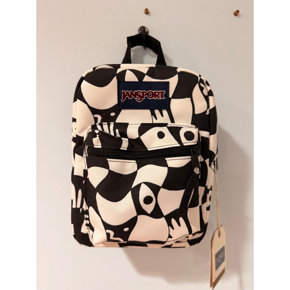 JanSport Big Break Lunch Bag Gravity Check Black White JS0A352LLN9 8L NEW